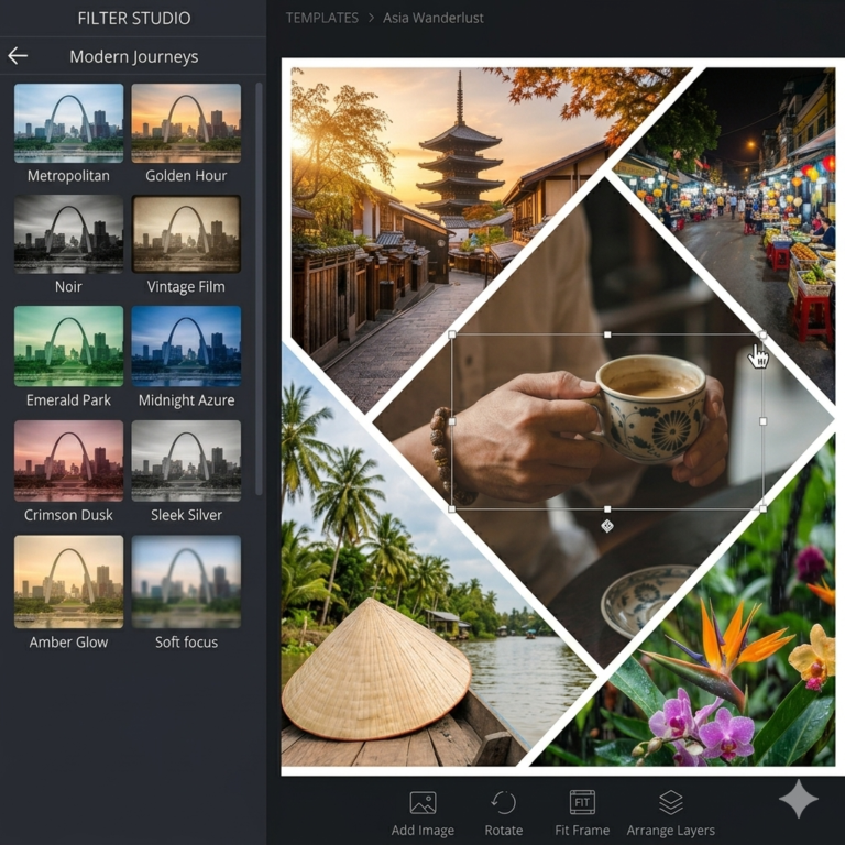 Lồng ảnh vào Template có sẵn.